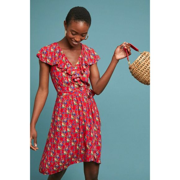 Anthropologie Dresses & Skirts - Anthropologie Maeve Rosalia Floral Wrap Dress 8